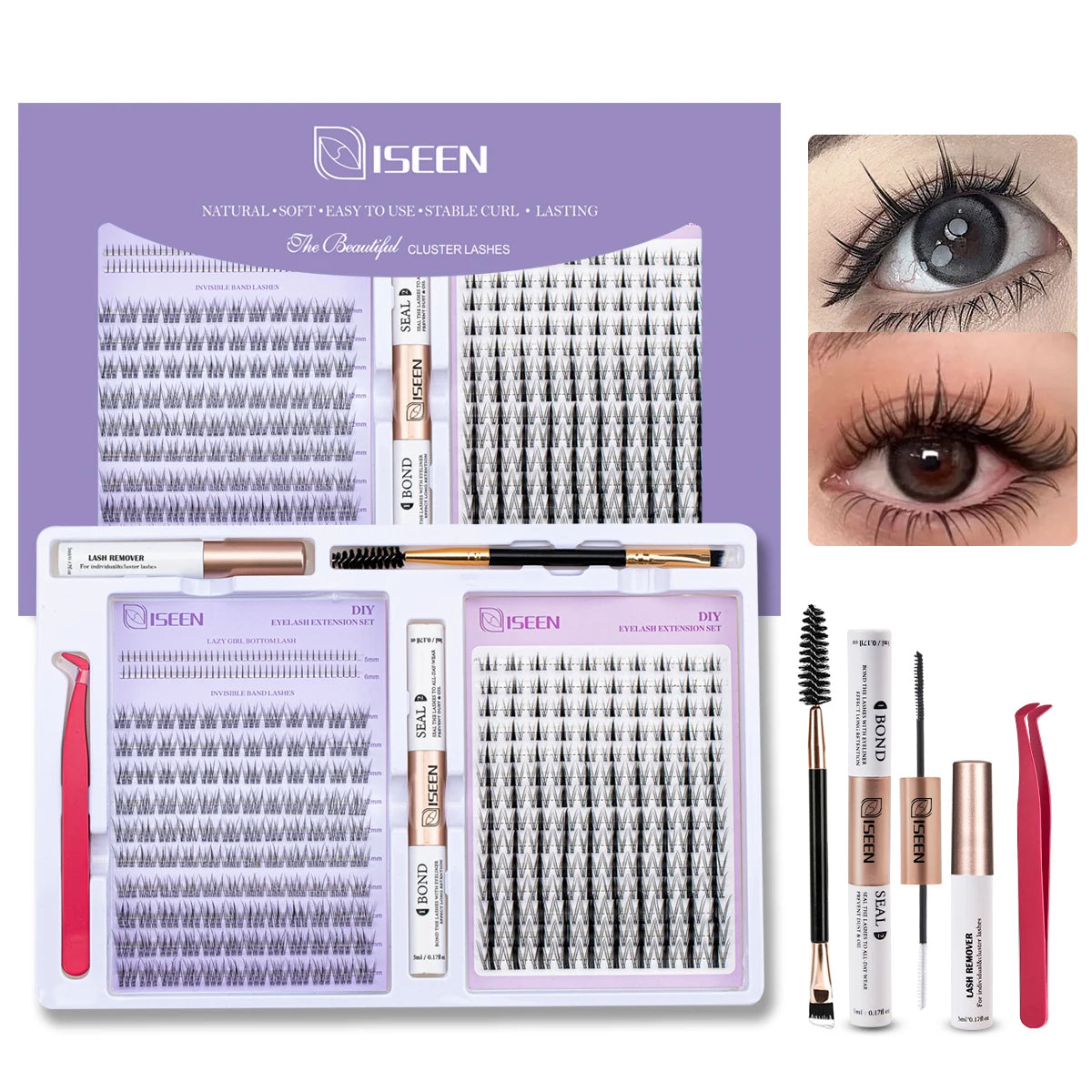 Eyelashes Cluster Cat Eye Lashes Natural long Lashes Individual Lashes Mixed Length Eyelash Extension DIY Lashes