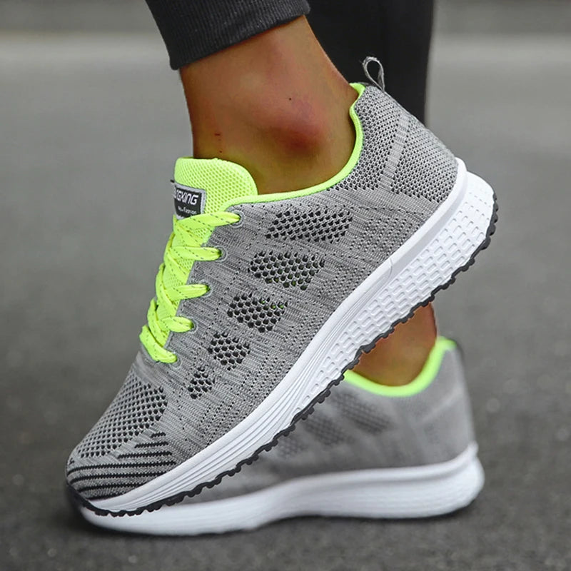 Women's Sneaker 2025 New Fashion Breathable Trainers Comfortable Sneakers Mesh Fabric Lace Up Women's Tennis Shoes For Women