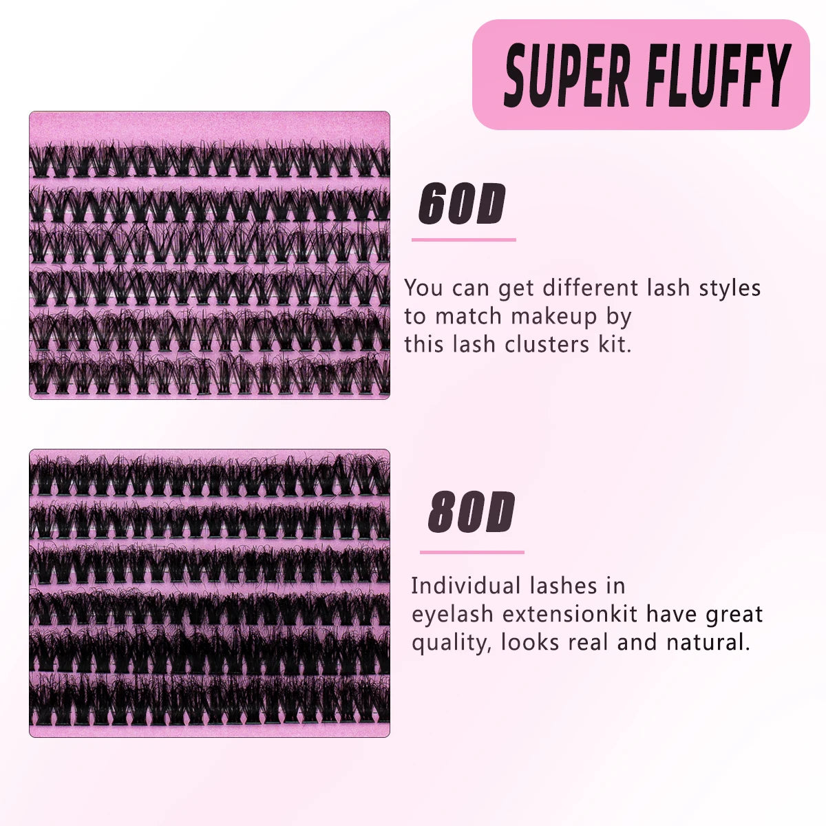 DIY False Eyelashes Clusters Extensions Individual Lashes Cluster Natural Segmented With glue,Remover,lash brush，tweezers