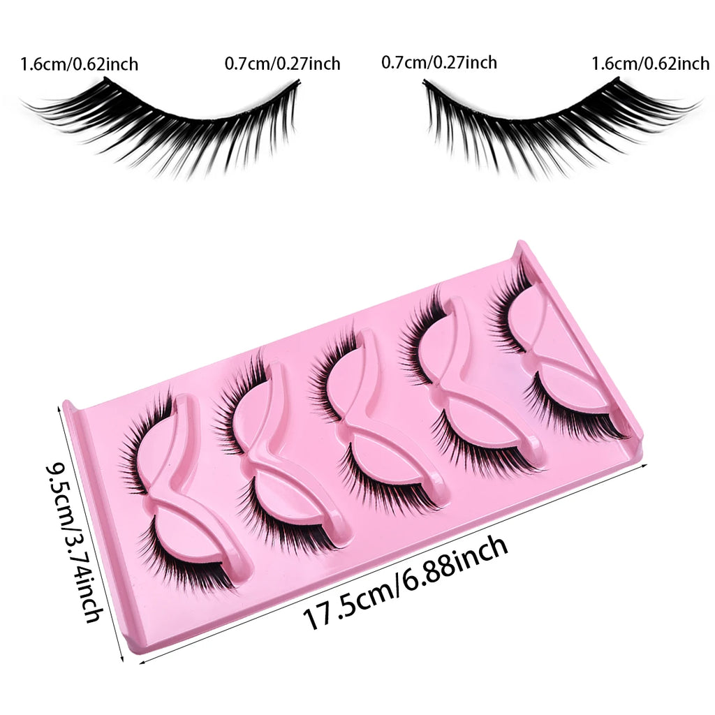 5 Pairs Cat Eye Lashes Long Lashes Cat Eye Look Wispy Lashes Eye End Elongated Strip Thick False Eyelashes
