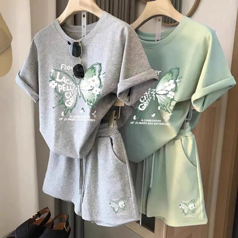 Summer Fashion Youthful Casual Sporty Outfit For Women Slim Fit Two Piece Set Trendy