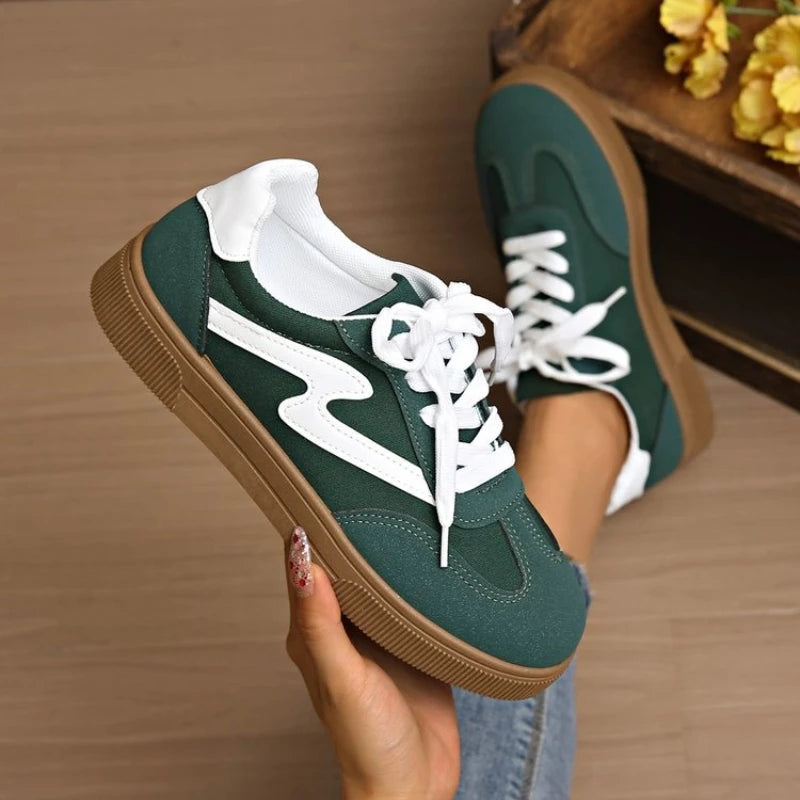 Women Tennis Sneakers Flats Ladies Fashion Mixed Colors Lace-up Vulcanized Shoes Spring Autumn Woman Outdoor Trainers Footwear