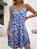 women's summer outfits Plant Print Spaghetti Strap Dress fashion vacation dress