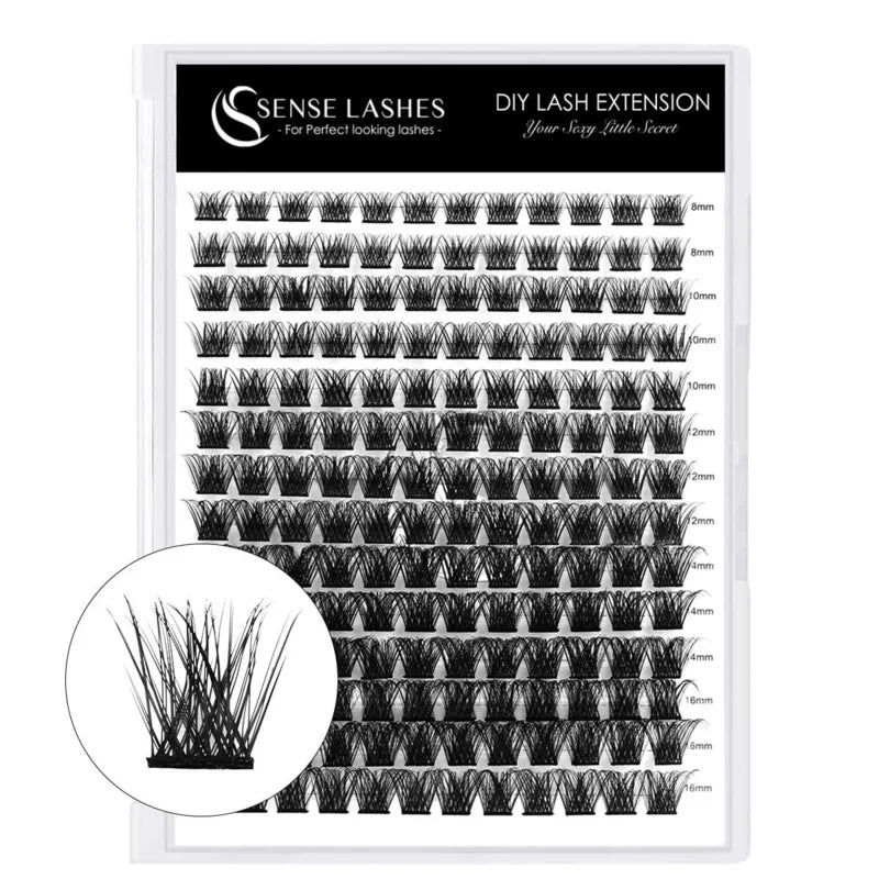 SENSE LASHES DIY 168 Cluster Lashes 14 Rows Segmented Beam Natural D Curl Individual Mink Eyelashes Makeup Supplies