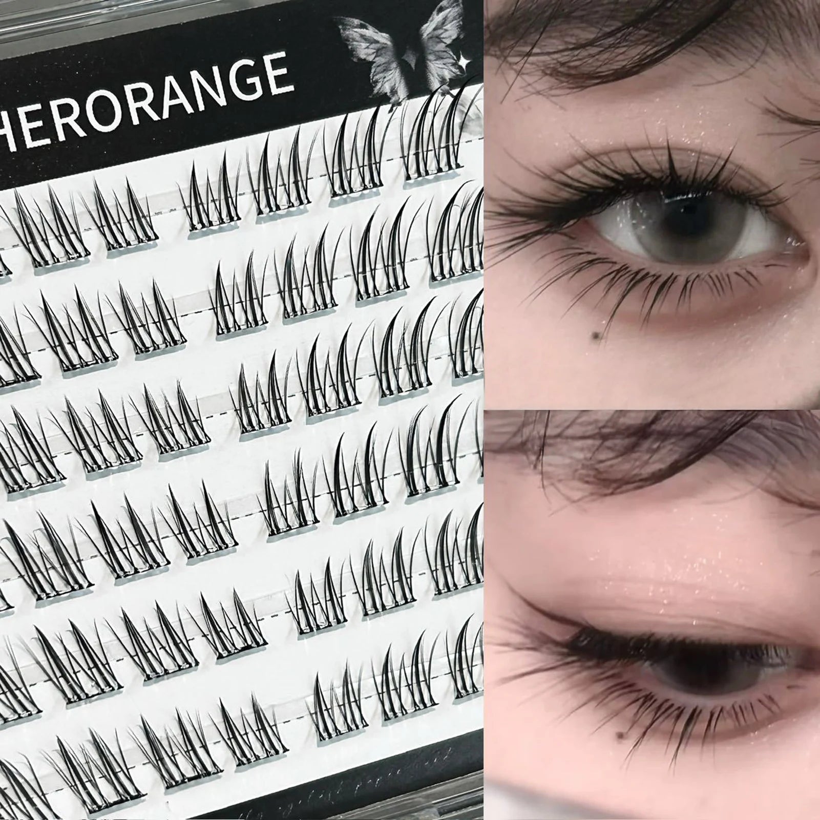 Natural Cosplay False Eyelashes No Glue Need Eyelash Clusters False Eyelashes for Eye-Lifting Effect DIY Makeup Use Makeup Tools