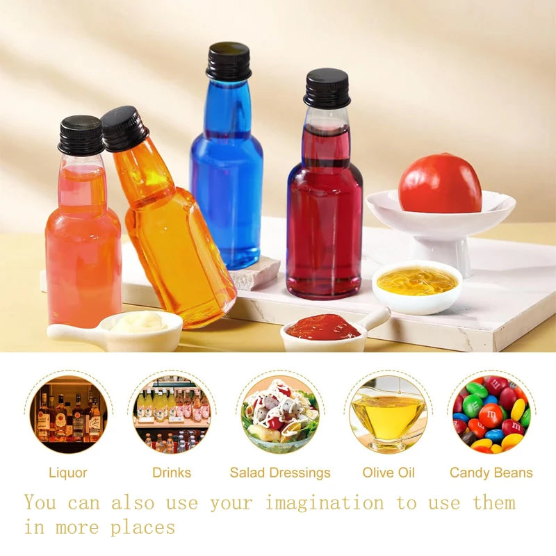 10PCS 30ML-150ML Portable Plastic Juice Bottles Reusable Drink Container Mini Liquor Bottle For Favors Weddings Parties Favors