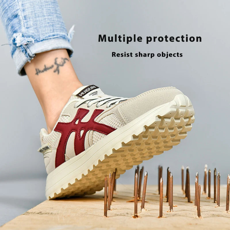 Women tennis work safety Shoes Comfor security shoes woman working Sneakers Lightweigh Breathable Non-Slip summer work boots