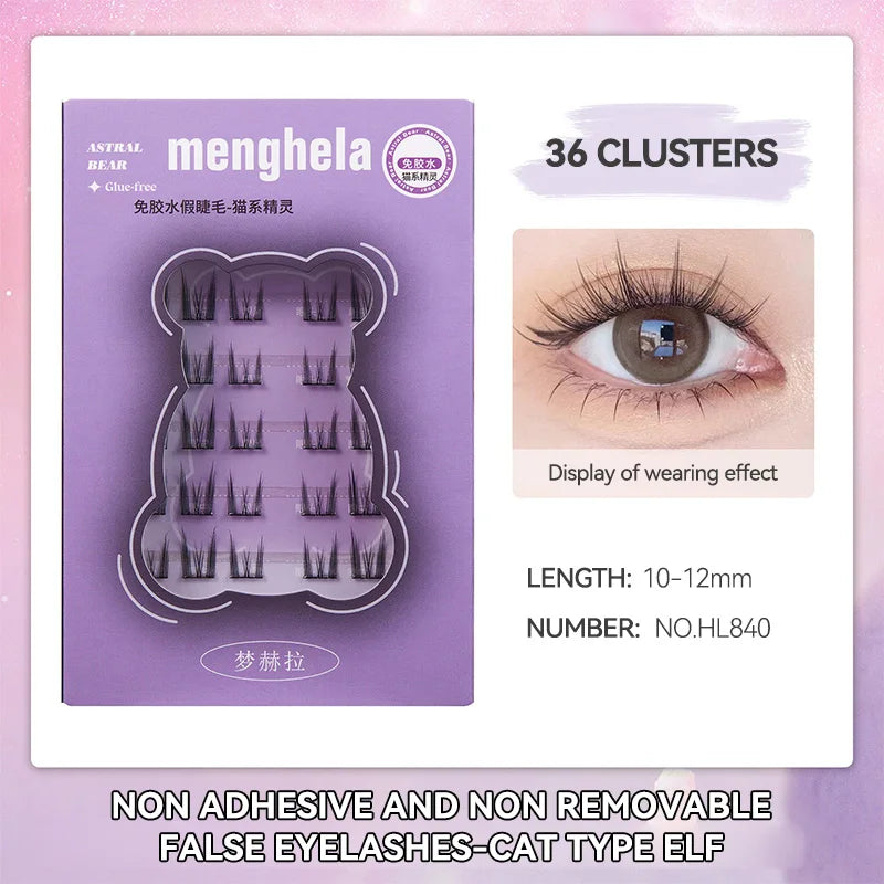 Menghela Glue-Free False Eyelashes: Solar-Flower Style - Easy-to-Apply Segmented Clusters for Beginners, Fairy-Like Lashes for W
