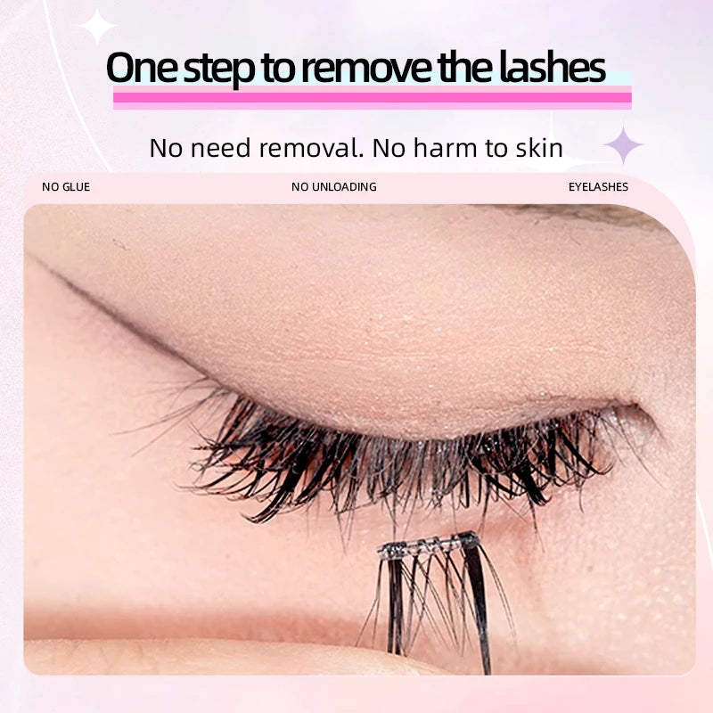 Yelix Self-adhesive Glue Free False Eyelashes Reusable DIY Segmented DIY Lashes Clusters No Glue Needed Natural Soft Lashes