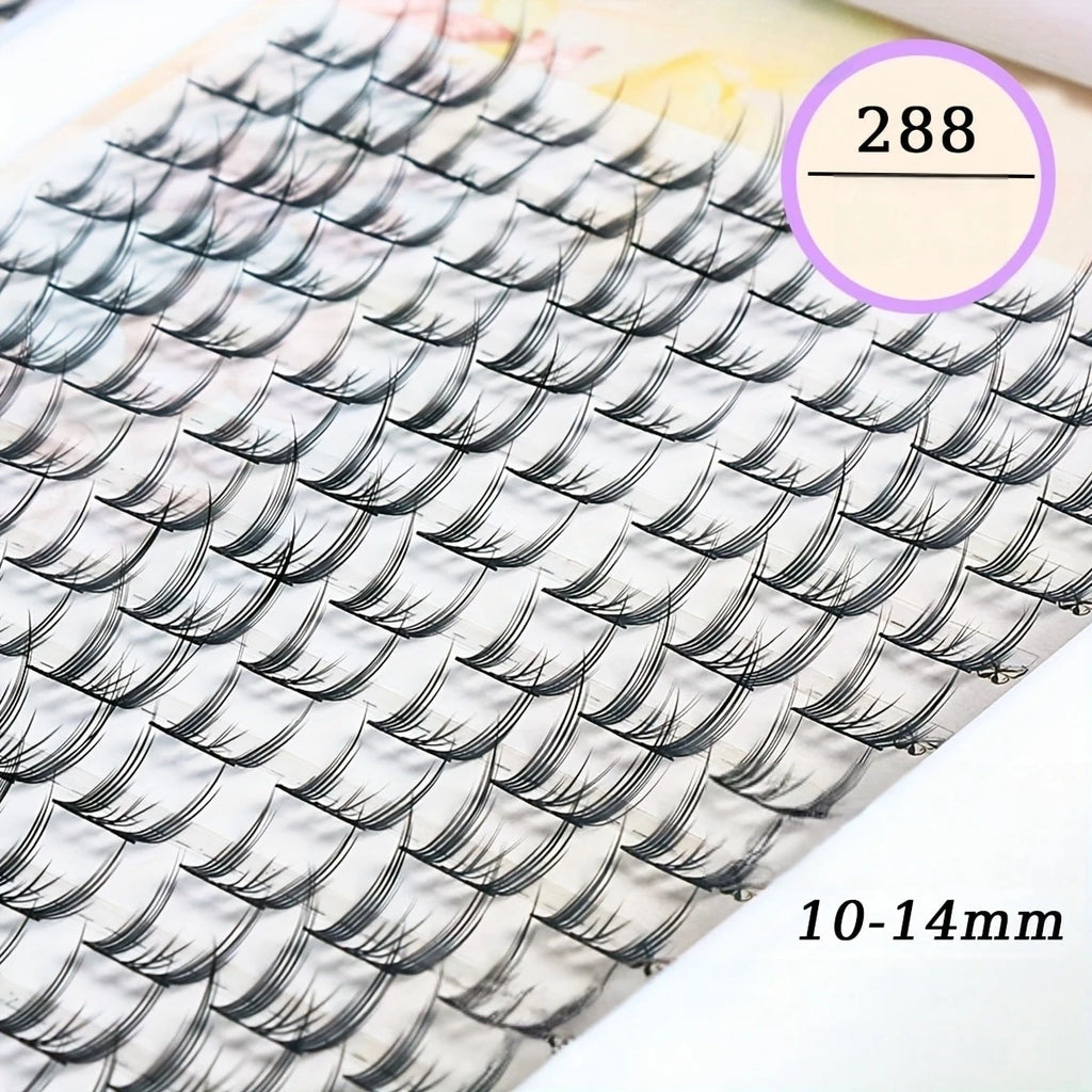 288 Large Eyelashes with Pointed Cat-Eye C-Curl 10-14Mm Eyelashes That Are Natural And Light Without Blinking to Enlarge