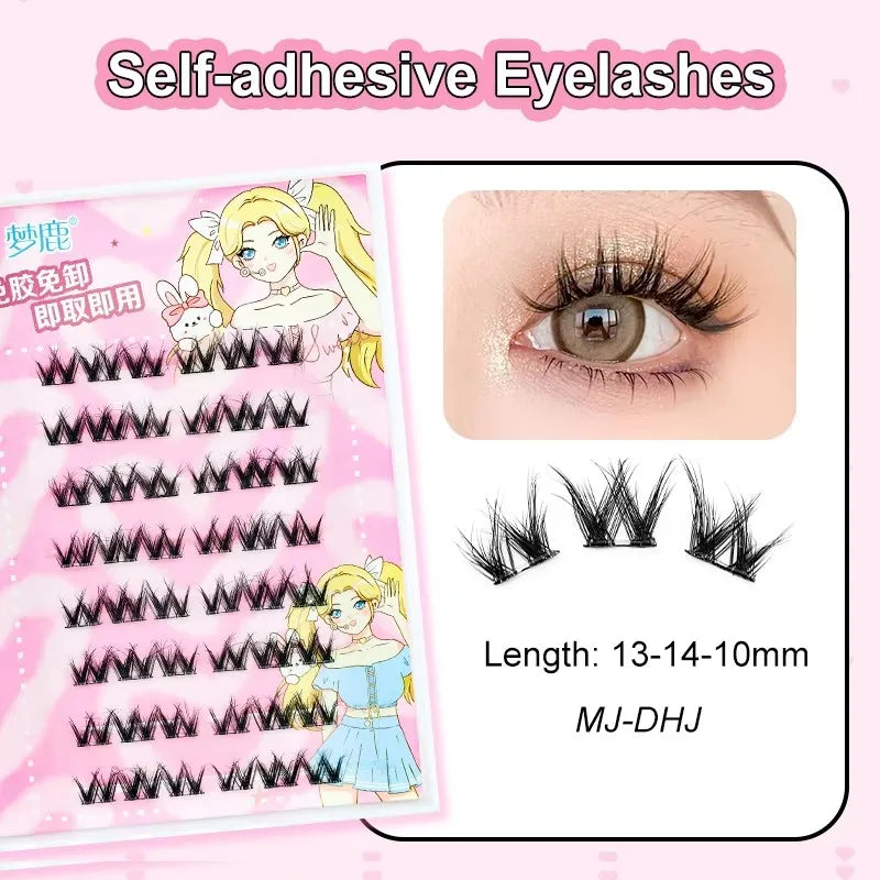 Ultra-thin Lashes Zero-touch False Eyelashes Natural Eyelash Clusters Lashes with Eyelash No-glue Self Adhesive Eyelashes