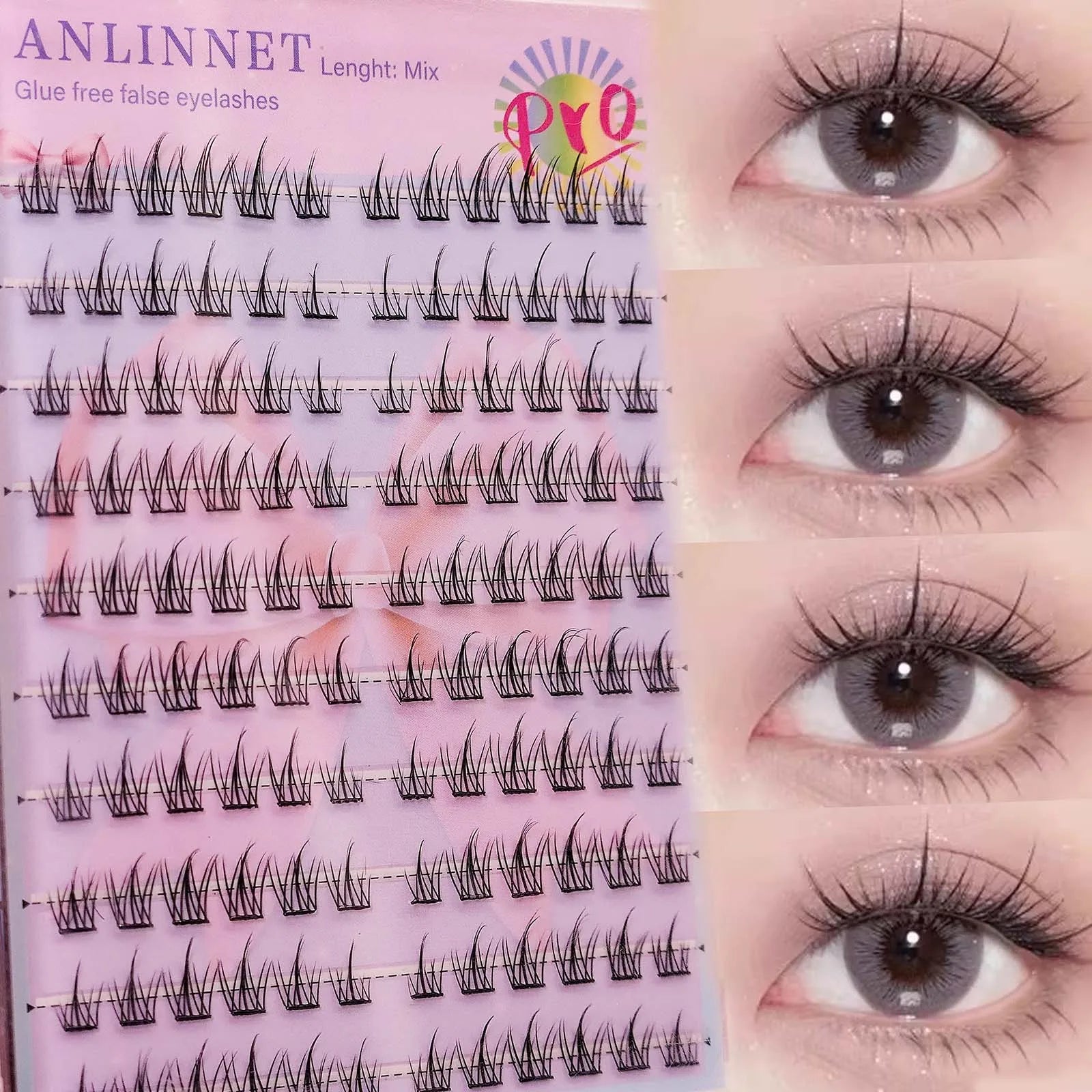 Self Adhesive DIY Lashes 100-120 clusters Sunflower style self-adhesive false eyelashes 10-13mm Curl Eyelash extensions