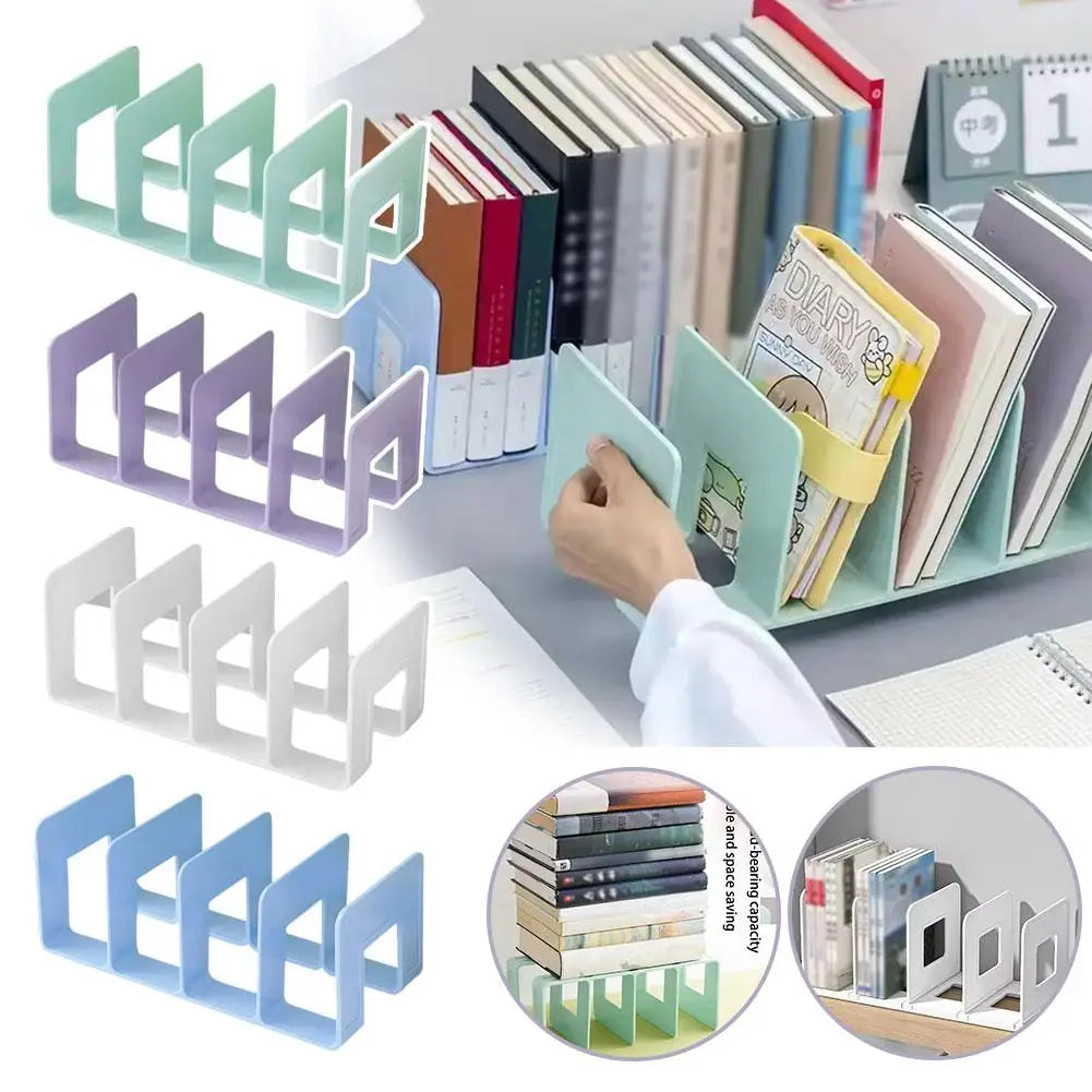 Desktop File Organizer Storage Rack Colorful Book Holder Bookends Stand Bookshelf Desktop Decor For Students Kids Office Desk