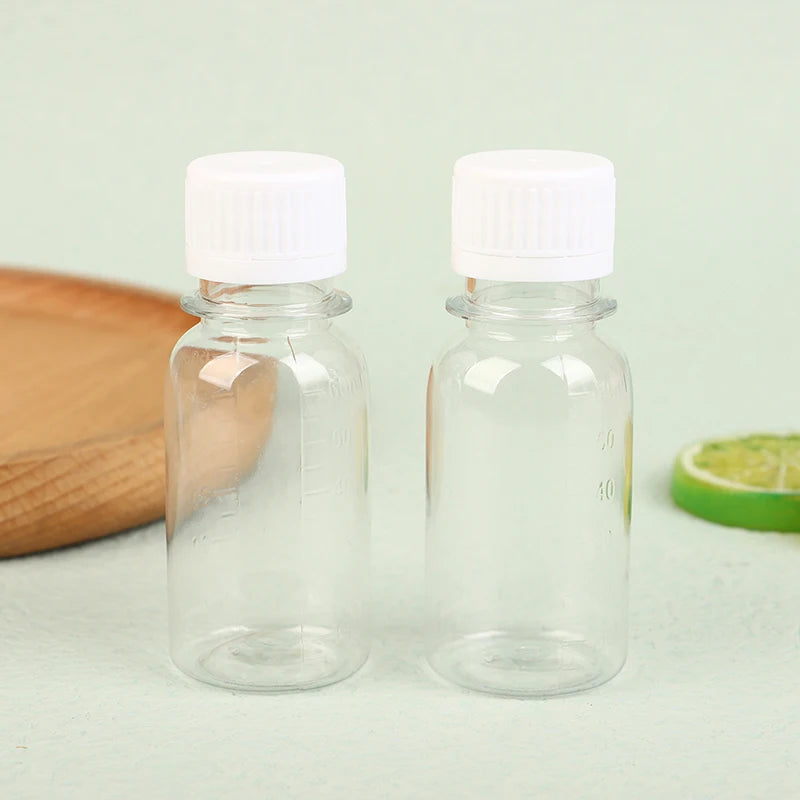 5Pcs 60ML Small Plastic Bottles Ginger Shot Bottles With Caps Mini Juice Bottles Reusable Liquid Bottle Container Leak Proof