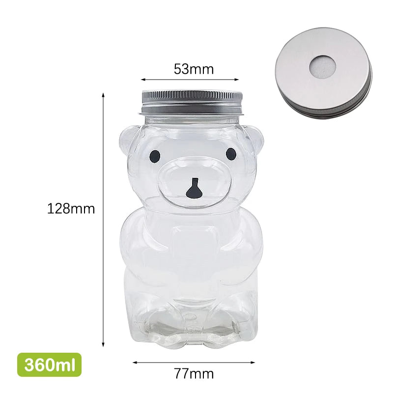 Disposable Drink Bottles Juice Storage Bottles Beverage Milk Tea Bottles Cute Bear Juice Drink Milk Tea Sealed Bottle