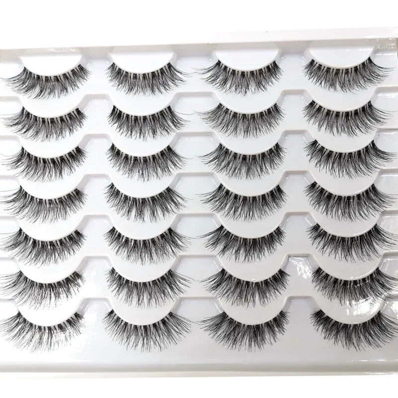 14 pair False Eyelashes  handmade Transparent Stem Soft Cross Natural Long Eye Lashes Daily Makeup Tools Art Thick Fake Eyelashe