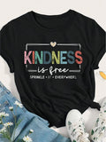 Kindness Is Free Printed Plus Size T-Shirt Summer Outfits Graphic Tees Women Tops