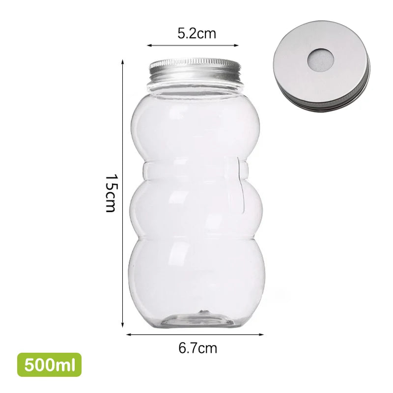 Disposable Drink Bottles Juice Storage Bottles Beverage Milk Tea Bottles Cute Bear Juice Drink Milk Tea Sealed Bottle