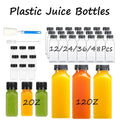 12-48Pcs Plastic Bottles With Caps Reusable Juice Bottles Clear Smoothie Containers For Home Party Picnic Business 2oz/12oz
