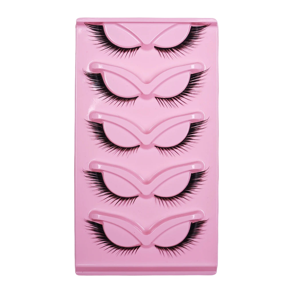 5 Pairs Cat Eye Lashes Long Lashes Cat Eye Look Wispy Lashes Eye End Elongated Strip Thick False Eyelashes
