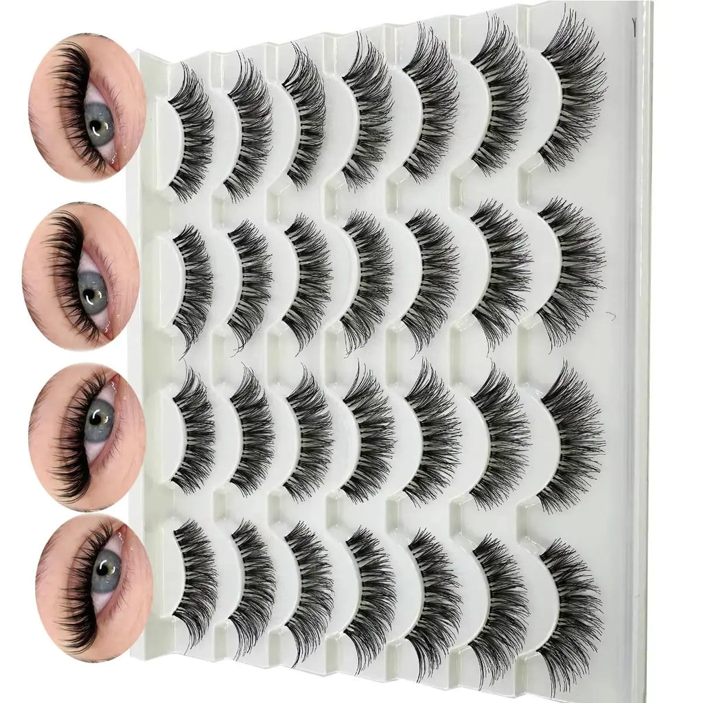 New Cat Eye Lashes Natural Look Short Lashes Wispy with Clean Band 13mm Hand-Knotted Manga False Eyelashes 14Pairs