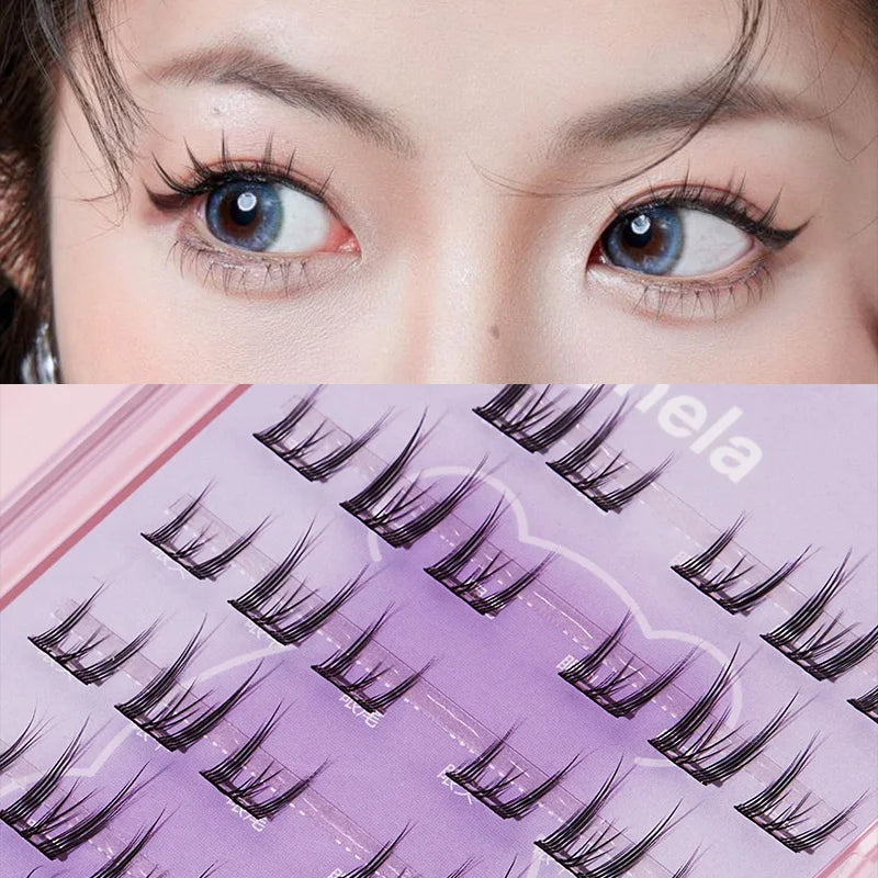 Menghela Glue-Free False Eyelashes: Solar-Flower Style - Easy-to-Apply Segmented Clusters for Beginners, Fairy-Like Lashes for W