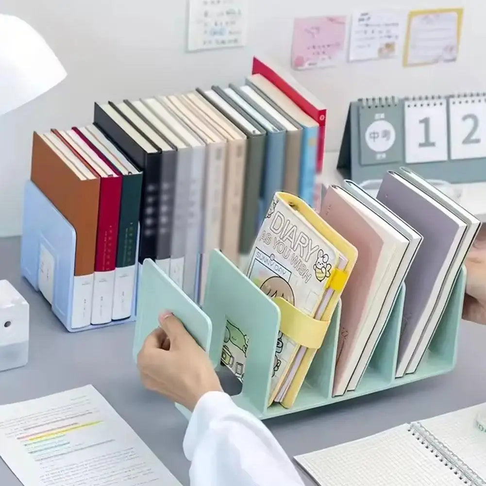 Four Sided Bookshelf Partition Book Clip Rack Book Baffle, Desktop Storage,Fixed Books,Creative Student Office Book Shelf