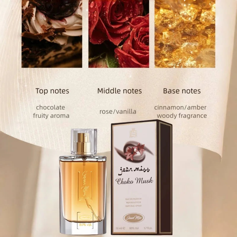 50ml Best Selling Cocoa Musk Women Perfume Long-Lasting Eau De Parfum Warm Sweet Healing Fragrance Arabian Ladies Perfumes