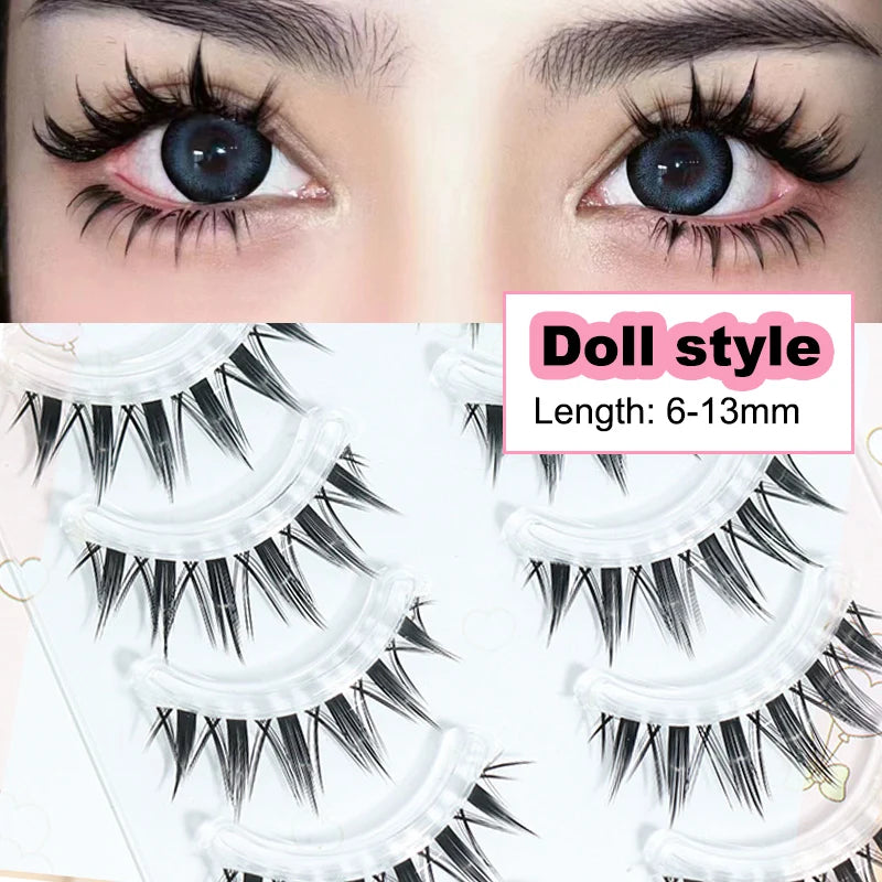 New Doll Lashes Extension Natural Cat Eye False Eyelashes Cosplay Makeup Cross Strip Eye Lashes Handmade Manga Anime Lash