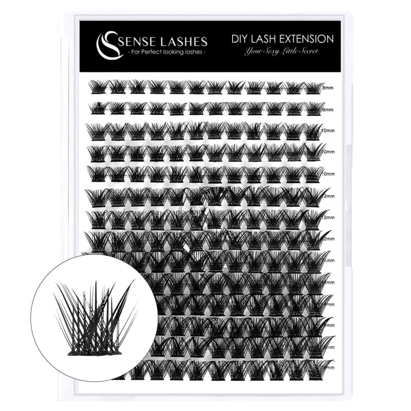 SENSE LASHES DIY 168 Cluster Lashes 14 Rows Segmented Beam Natural D Curl Individual Mink Eyelashes Makeup Supplies