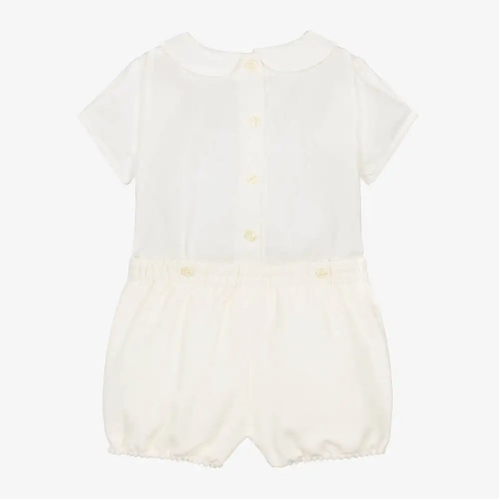 Spanish Baby Boy Clothes Set Boutique Children Ivory Shirts  Shorts Infant Summer Outfits