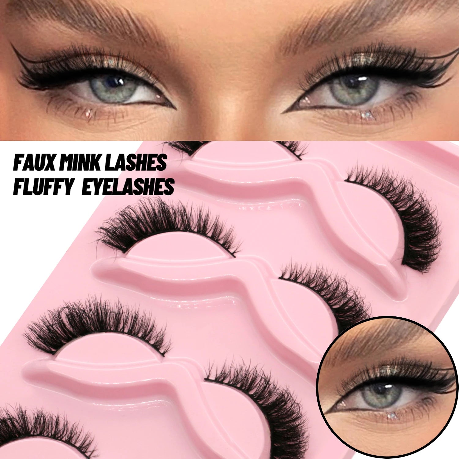 Veltrinay False Eyelashes Cat Eye Lashes Manga Lashes Faux Mink Eyelashes Natural Long Winged End Eye Elongated Lashes Makeup