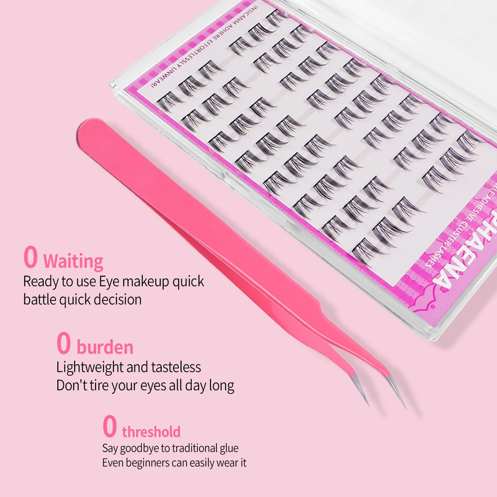 Lash Clusters Set No Glue Needed Self Adhesive Eyelashes Korean Makeup Natural Look Wispy Individual Eyelashes New Manga Lashes