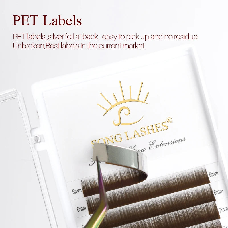 SONG LASHES  High Quality Straight Curvate Extensions False Eyebrow 12Lines Brown Color Eyebrow Extension