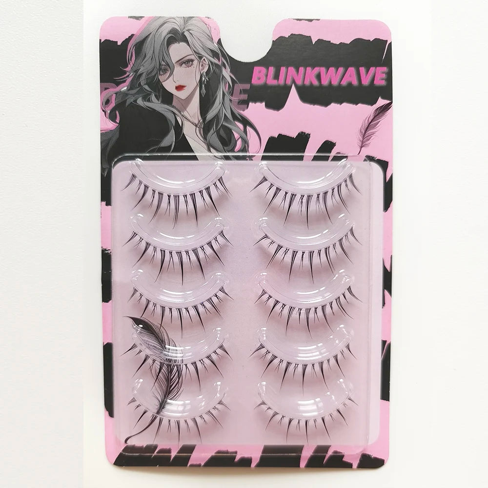 BLINKWAVE manhua lashes 5 Pairs Little Devil Fairy Fairy Eyelash Natural eyelashes Comic Eyes manga lashes korean makeup