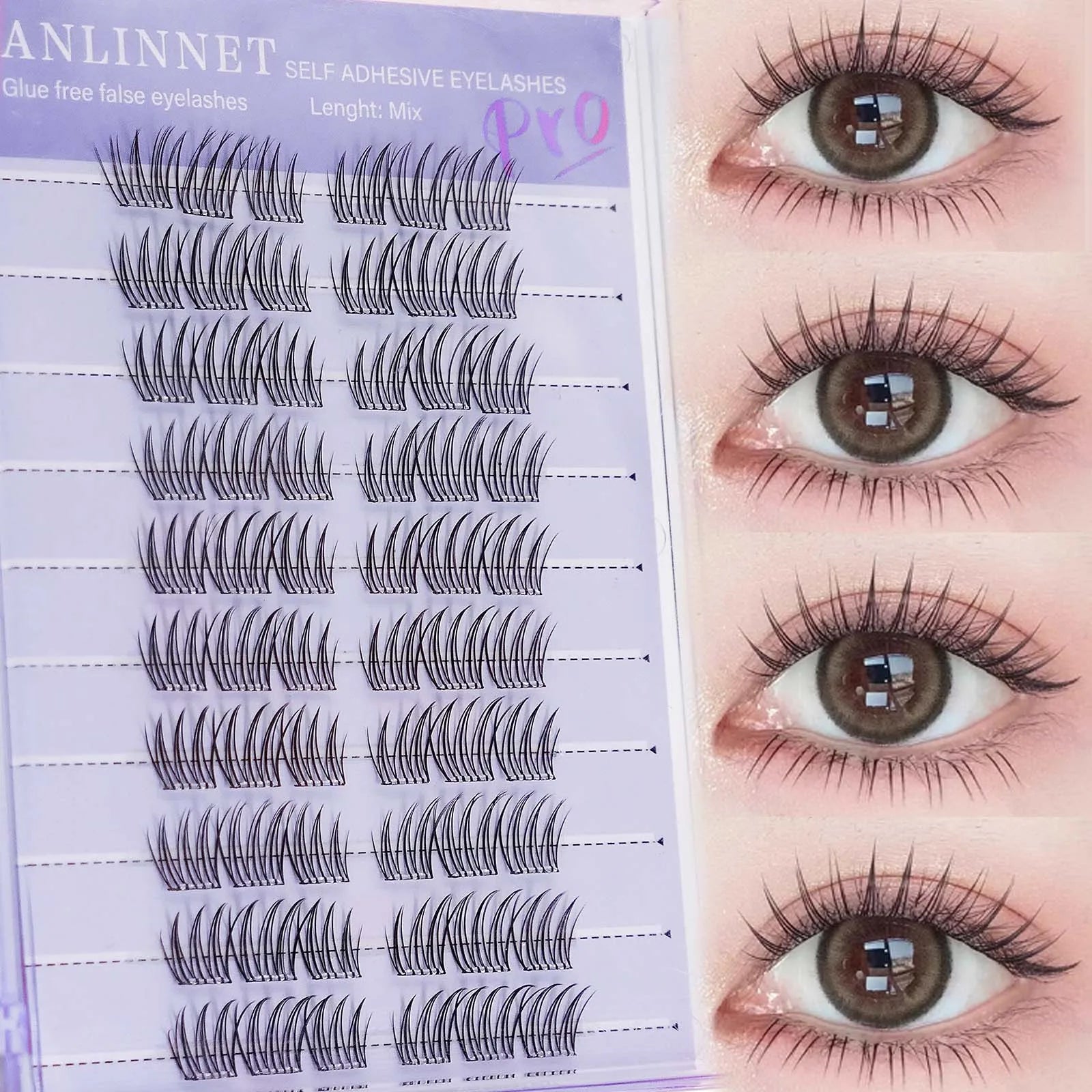 Self Adhesive DIY Lashes 100-120 clusters Sunflower style self-adhesive false eyelashes 10-13mm Curl Eyelash extensions