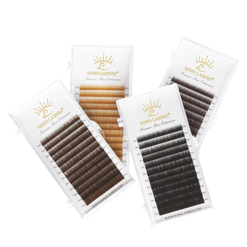 SONG LASHES  High Quality Straight Curvate Extensions False Eyebrow 12Lines Brown Color Eyebrow Extension
