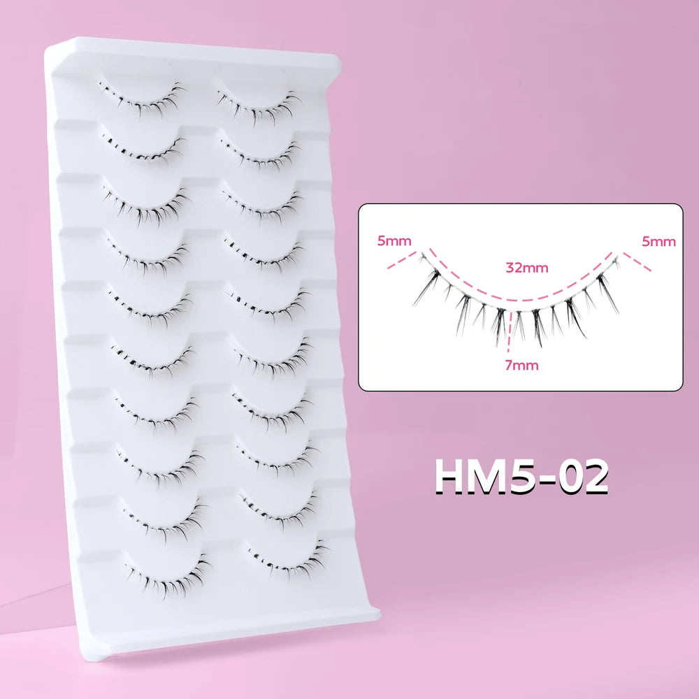 10Pairs Bottom Eyelashes Manga Lower Lashes Clear Band Wispy Small Flame Under Eye Lashes Korean Makeup Cosplay Tools