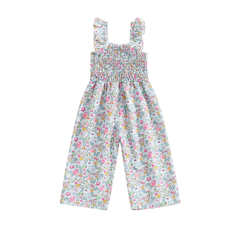 Infant Toddler Baby Girl Summer Outfits Sleeveless Floral Overalls Romper Suspender Pants Strap Jumpsuit