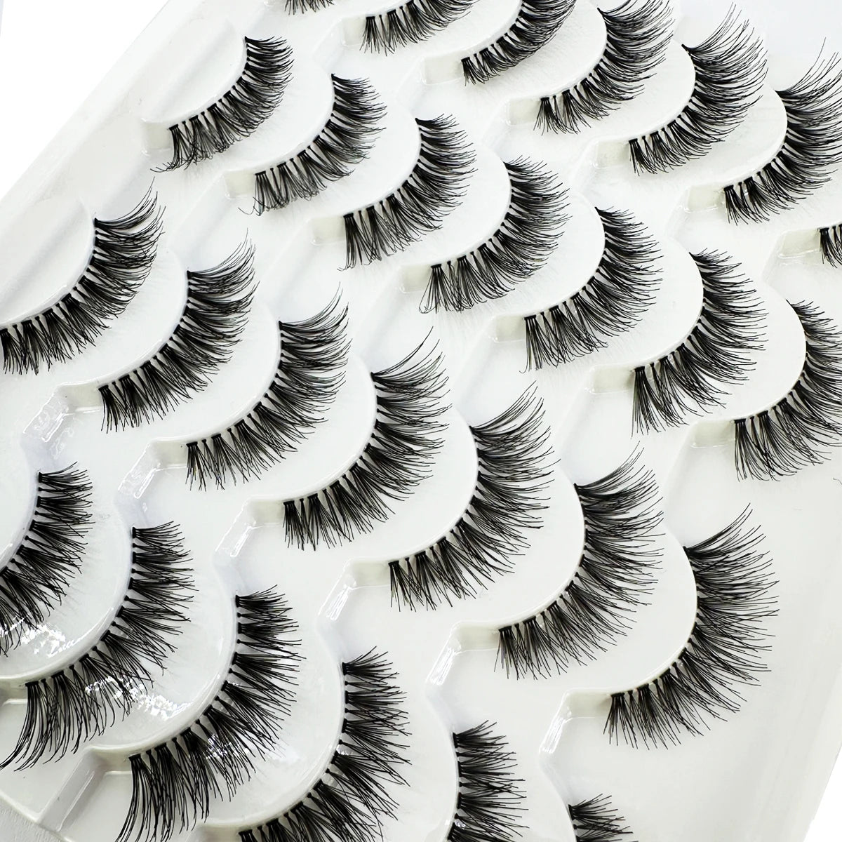 New Cat Eye Lashes Natural Look Short Lashes Wispy with Clean Band 13mm Hand-Knotted Manga False Eyelashes 14Pairs