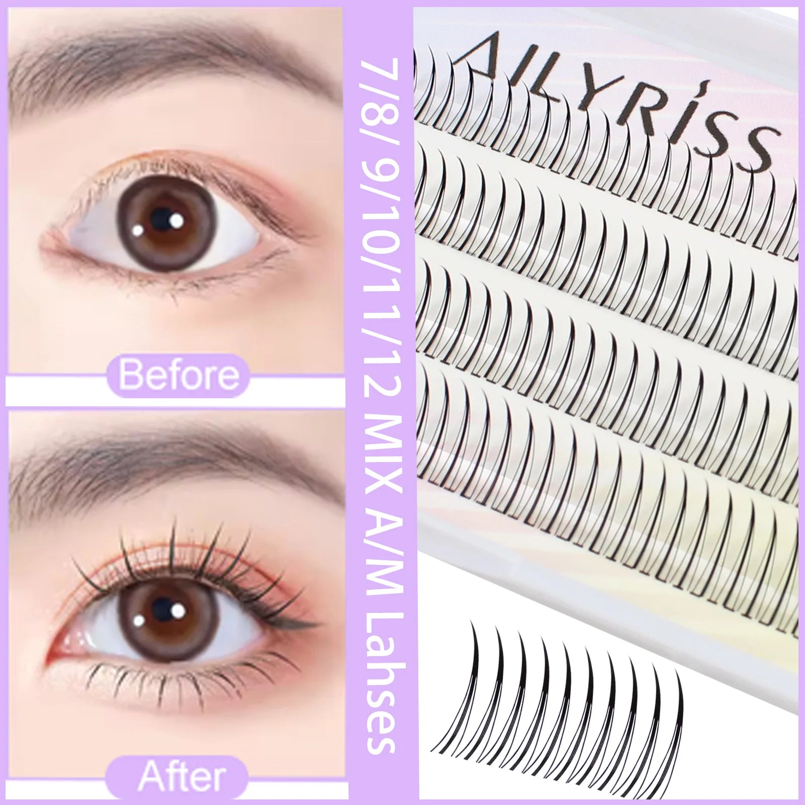 False Eyelashes A/M Type 7-12mm Mix A Fake Lashes Natural Fairy Lash Korean Makeup Individual Cluster Eye Lashes