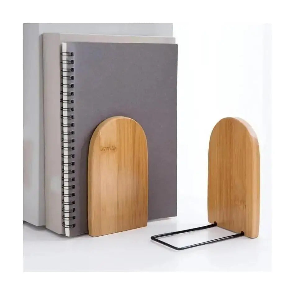 Desktop Bookend Holder Office School Supplies Accessory Stationery Bookends for Magazine Simple Style Wood Iron Book End Shelf