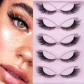 5 Pairs Cat Eye Lashes 21mm Long Lashes Cat Eye Look Wispy Lashes Eye End Elongated Strip Thick False Eyelashes