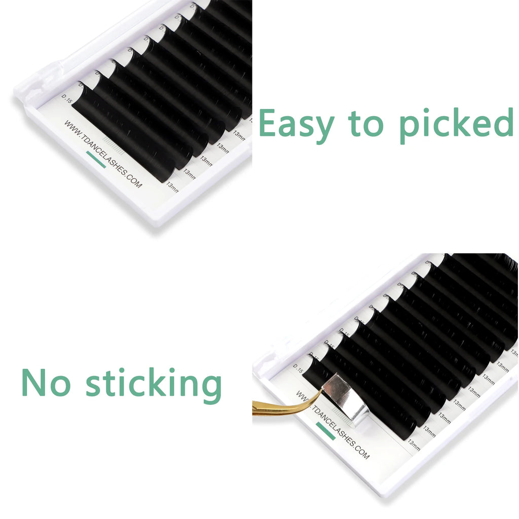 TDANCE 12Lines 8-15mm Ellipse Flat Lashes Matte Split Tips Shaped Individual Nature Eyelash Extension For Professionals Supplies