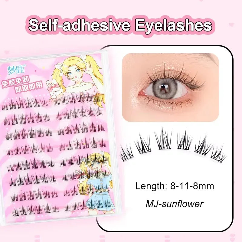 Ultra-thin Lashes Zero-touch False Eyelashes Natural Eyelash Clusters Lashes with Eyelash No-glue Self Adhesive Eyelashes