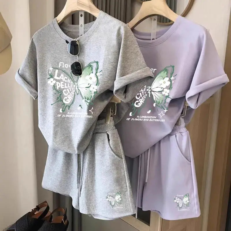 Summer Fashion Youthful Casual Sporty Outfit For Women Slim Fit Two Piece Set Trendy