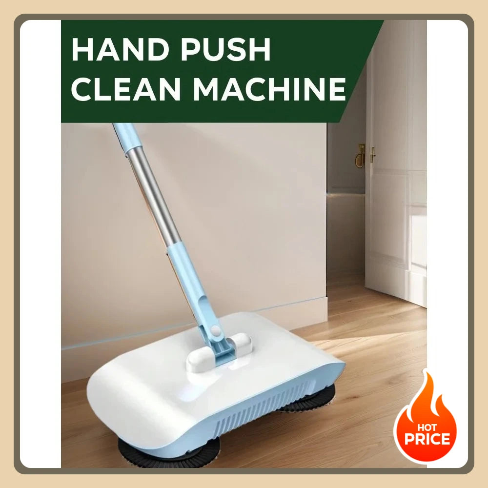 Household Cleaning Essentials - Push Broom and Mop Combo, Walk-Behind Sweeper Household Cleaning Home 2-in-1 Sweeper