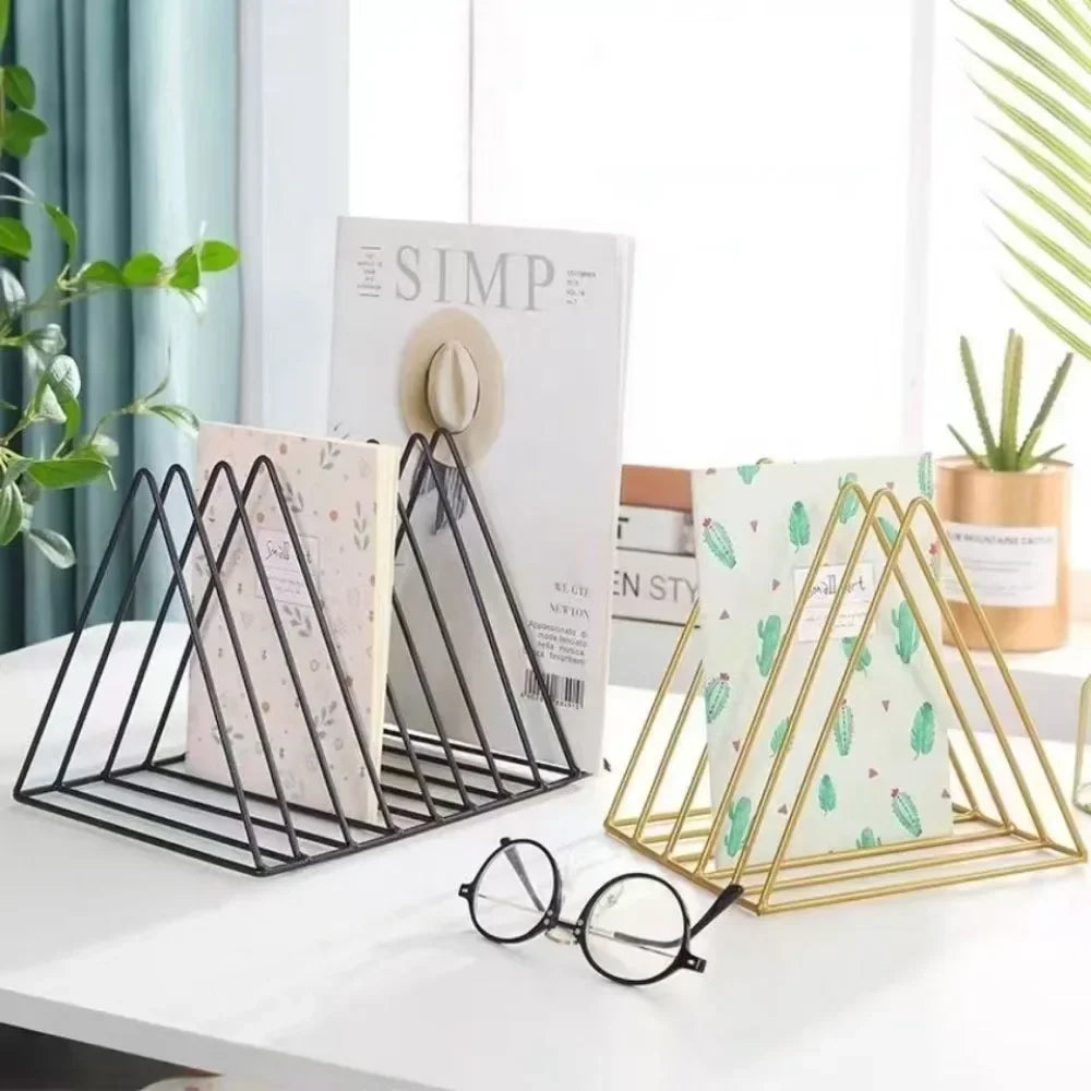Book Storage Rack Black Newspapers Magazines Stand Student Stationeres Organizer Desktop Iron Book Shelf Vinyl Records Holder