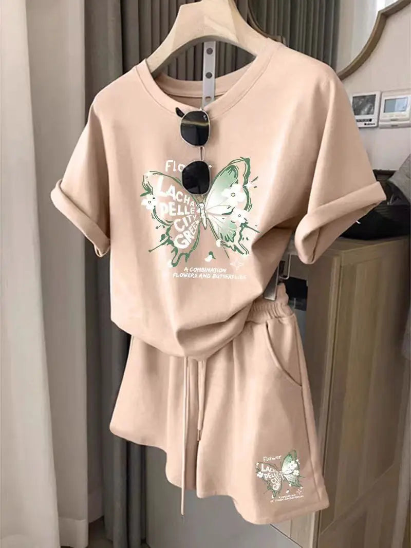 Summer Fashion Youthful Casual Sporty Outfit For Women Slim Fit Two Piece Set Trendy