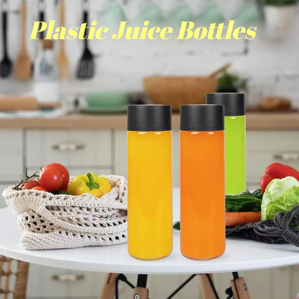 8pcs Plastic Juice Bottles,Round Drink bottle,for Storing Juice, Milk, Beverage.for summer beach partiy, outdoor picnics,camping